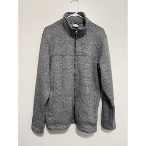 Columbia Sportswear Men's L Full Zip Fleece Jacket Grey Herringbone Pattern